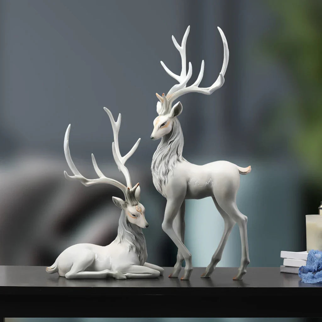 Rehdekoration Rentierornamente Harz ELK Skulptur für das Wohnzimmer Luxus Nordische Wohnkultur Skulpturen Rehfiguren