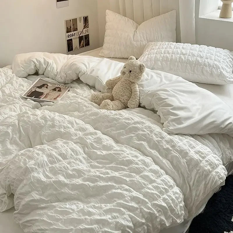 Sandsberg | ChicParis | Seersucker Bettwäsche Set – Leicht, weich & elegantes französisches Bettbezug Set