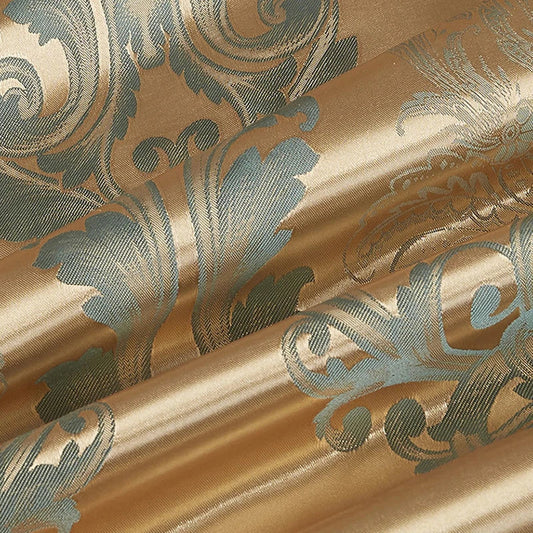 Luxuriöser Satin Rayon Jacquard Bettbezug in Gold & Blau