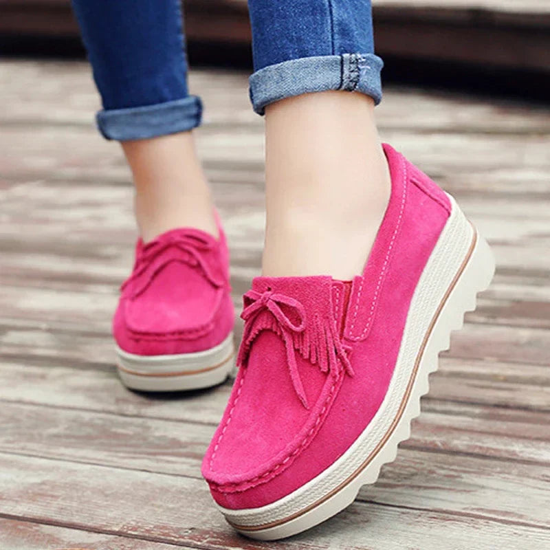 Frühling Frauen Flache Schuhe Plattform Sneaker Slip-On Flats Leder Wildleder Damen Slipper Freizeit Slipper