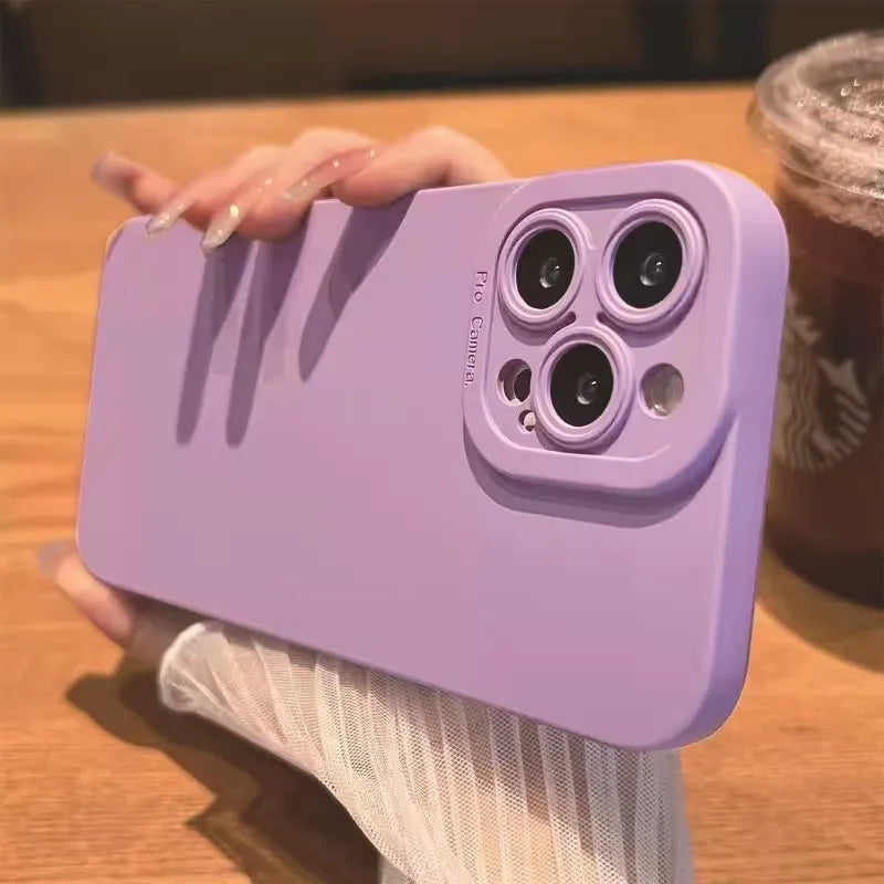 Matte Silikonhülle mit Kameralinse Schutz für iPhone 15 14 13