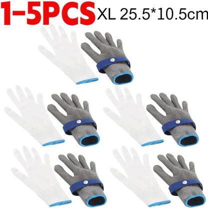Edelstahl schnittfeste Handschuhe - Anti-Schnitt, Drahtmetallgewebe Handsschutz für Schlachtung, Gartenarbeit und Arbeitssicherheit