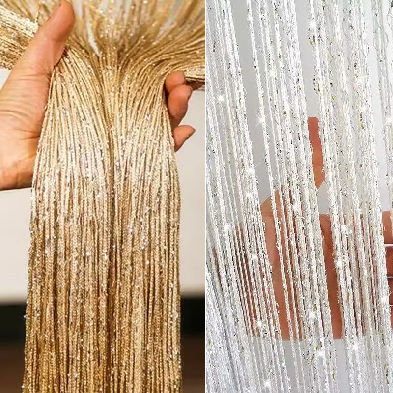 Elegante Silbergraue Quastenvorhang - 100x200cm