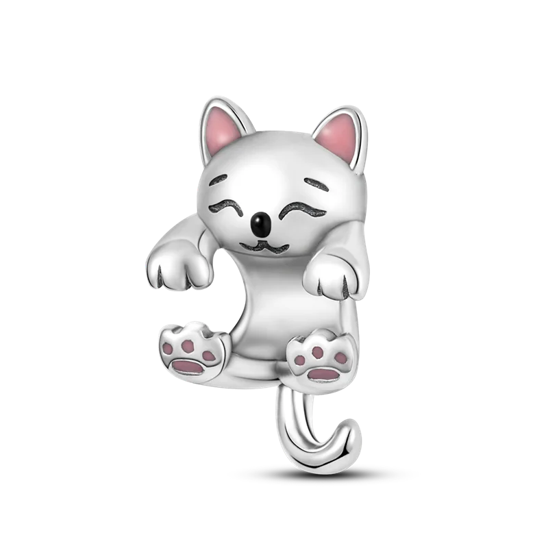 925 Silber Goldener Leopard Charms Perlen Bunte Chamäleon Nashorn Löwe Skarabäus Katze Anhänger Passend für Original Pandora Armband Schmuck