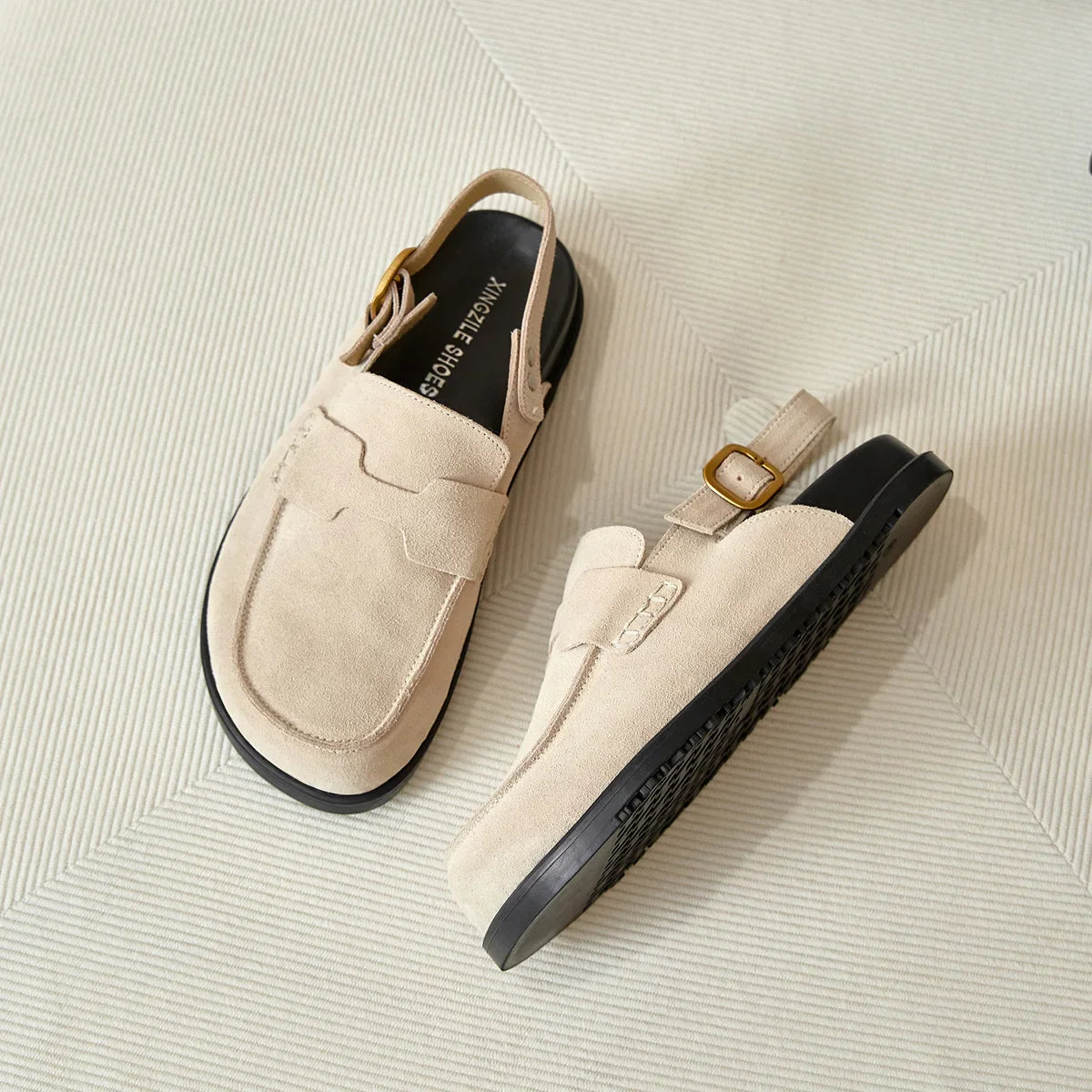 Birkenstocks Leder Überkopf Sandalen Damen Sommer Weichsohle Dicke Sohle Halbslipper zum Faulenzen Schuhe