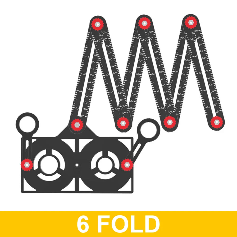 Aluminiumlegierung Multi-Winkel Lineal Finder: Messlineal mit 2 Bohr-Fliesen-Lochlocator - Essenzielles Werkzeug für Handwerker