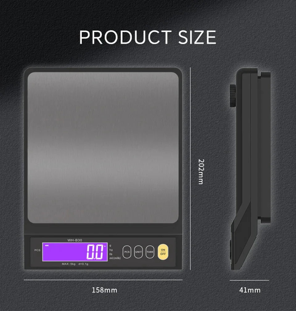 Sandsberg | 5 kg/0,1 g und 10 kg/1 g digitale elektronische Küchenwaage, LCD-Display, vollständig wasserdichtes Edelstahlbackwerkzeug