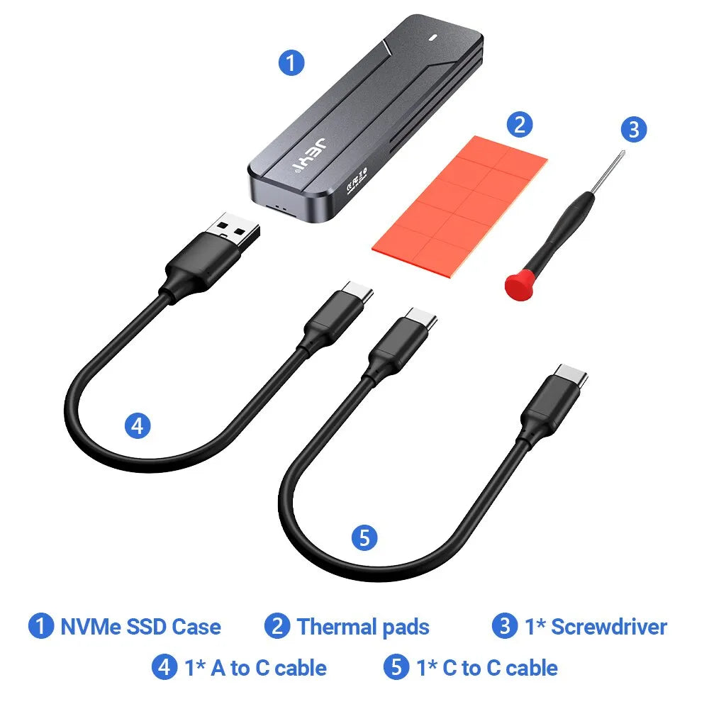 SwiftOpslag | M.2 NVMe/SATA SSD Gehäuse | USB 3.2 Gen 2 | Aluminium Gehäuse.