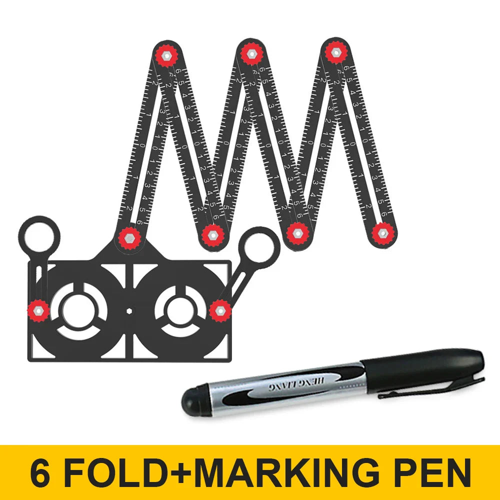 Aluminiumlegierung Multi-Winkel Lineal Finder: Messlineal mit 2 Bohr-Fliesen-Lochlocator - Essenzielles Werkzeug für Handwerker