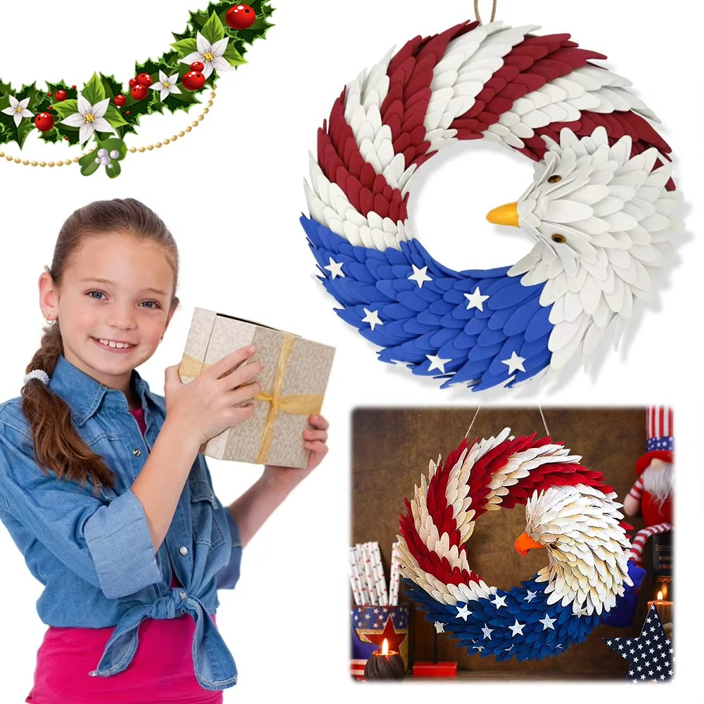 Sandsberg | Patriotische Adler Amerikanische Flagge Kranz für den Unabhängigkeitstag