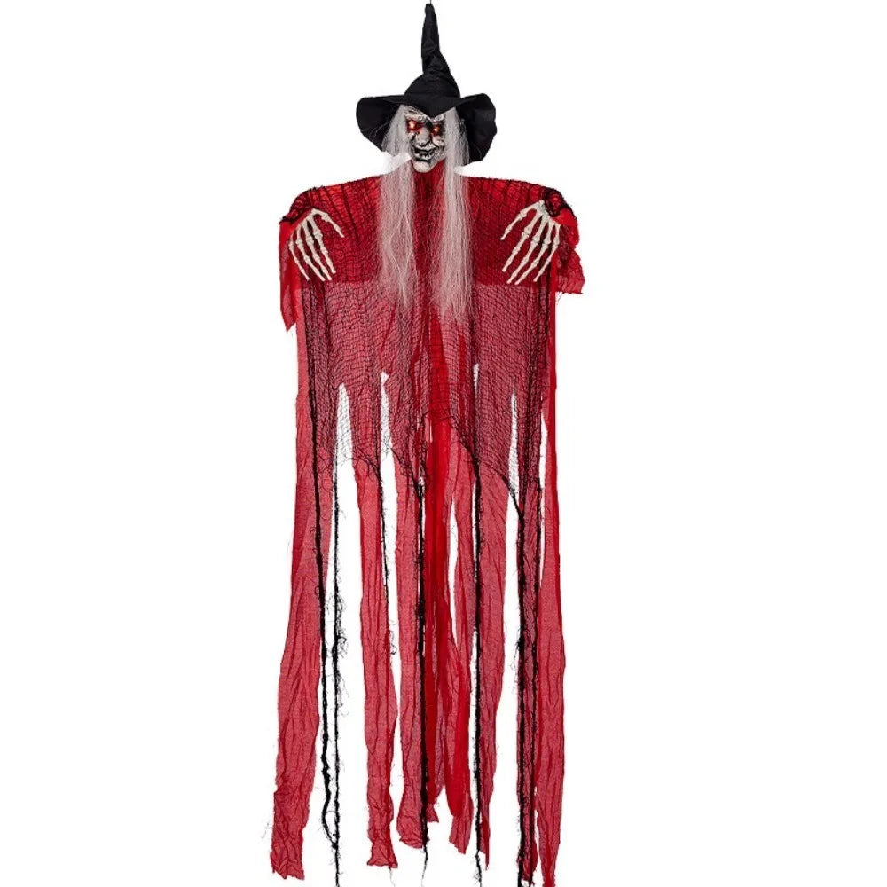 6-Fuß Lebensgroße Animierte Sprechende Hexe in Lila – Geräuschaktivierte Halloween-Hexe mit Leuchtenden Augen und Kreischendem Geräusch für Innen- und Außendekoration