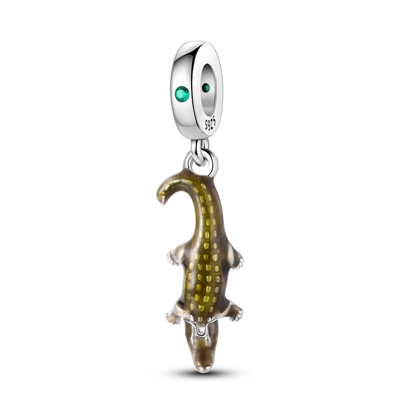 925 Silber Goldener Leopard Charms Perlen Bunte Chamäleon Nashorn Löwe Skarabäus Katze Anhänger Passend für Original Pandora Armband Schmuck