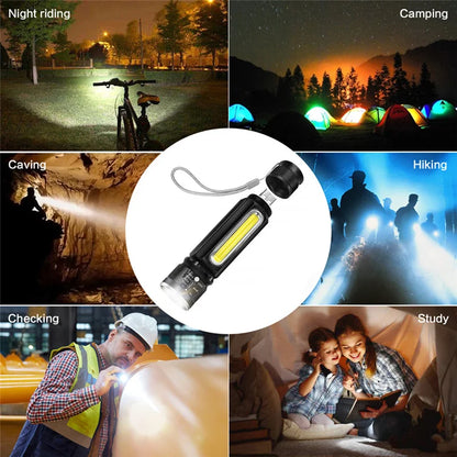 Sandsberg | USB Wiederaufladbare Magnetische Taschenlampe – LED Notfalllampe mit Magnet und Trageband