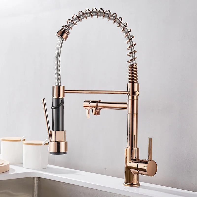 Wasserhahn mit Doppeltem Auslauf – Hochwertiger Wasserhahn für Flexibles Spülen, Einfache Installation, Ideal für Moderne Küchen, Schwenkbar und Robust