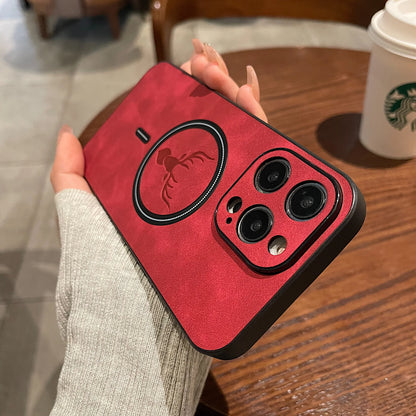 Luxus Hirschleder Apple iPhone Hülle | Magnetische Handyhülle, Kabellose Case, MagSafe, Wireless-Laden, Schutzhülle, Cover iPhone 15, 14, 13 Pro Max Plus