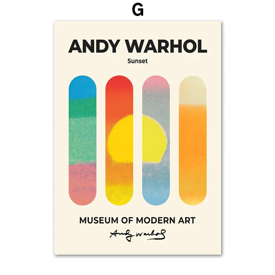 Andy Warhol Kuh Zebra Banane Suppe Sonnenuntergang Wandkunst Leinwandmalerei Nordische Poster und Drucke Wandbilder für Wohnzimmerdekoration