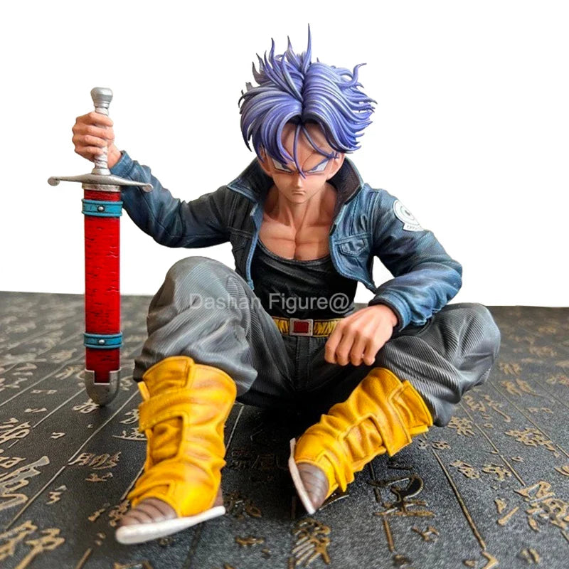 GK Dragon Ball Trunks Actionfigur Statue 16 cm PVC Dekoobjekte Anime Super Saiyan im Sitzen Torankusu Figur Modellspielzeug