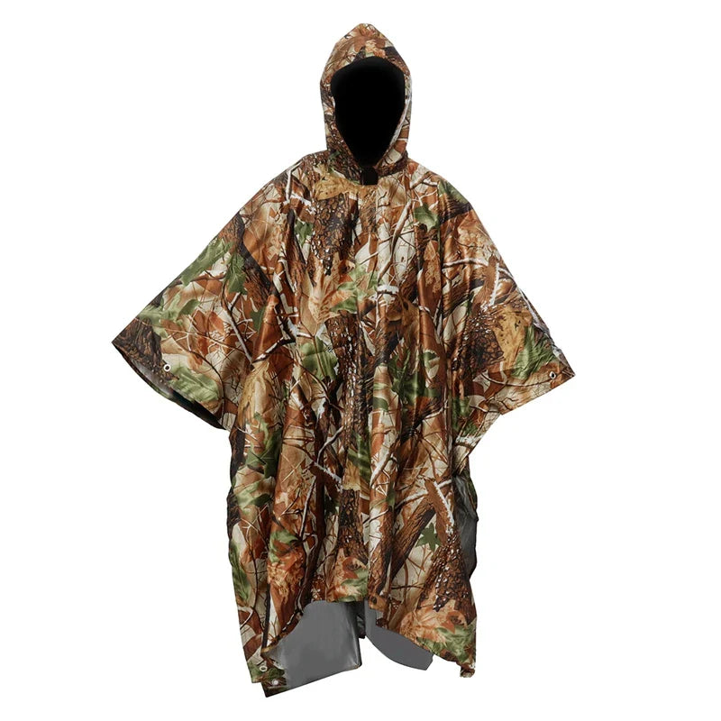 3-in-1 Outdoor Militär Regenmantel - Wasserdicht, Multifunktionales Herren- und Damen-Poncho - Motorrad Regenbekleidung und Picknickdecke