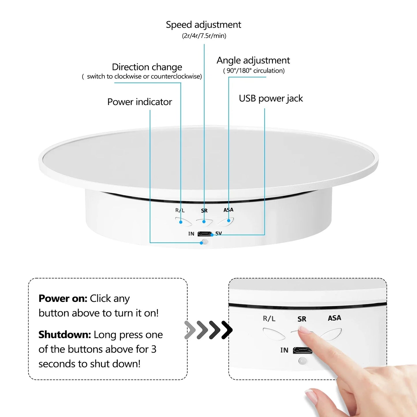Drehteller, elektrischer, um 360 Grad drehbarer Displayständer