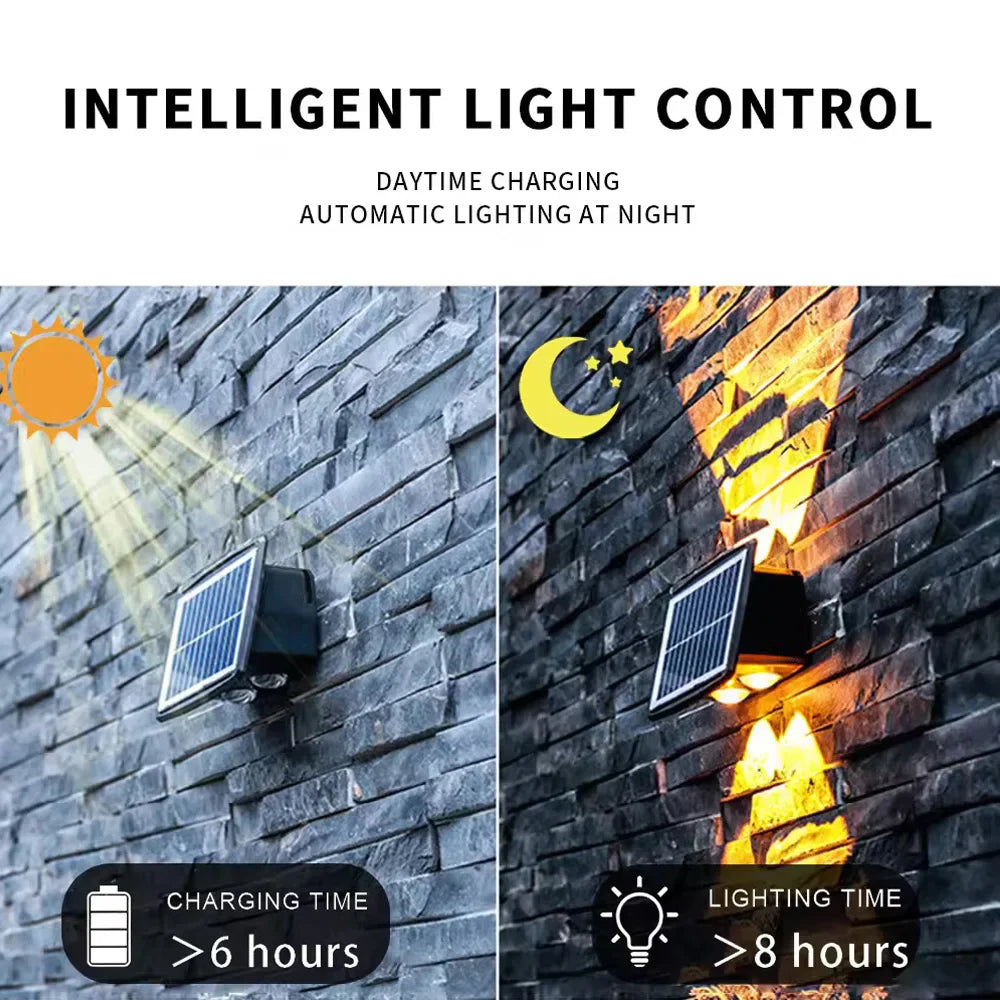 Sandsberg | Solar LED Außenwandleuchte mit Up & Down Effekt – Moderne Wandbeleuchtung für Garten und Terrasse