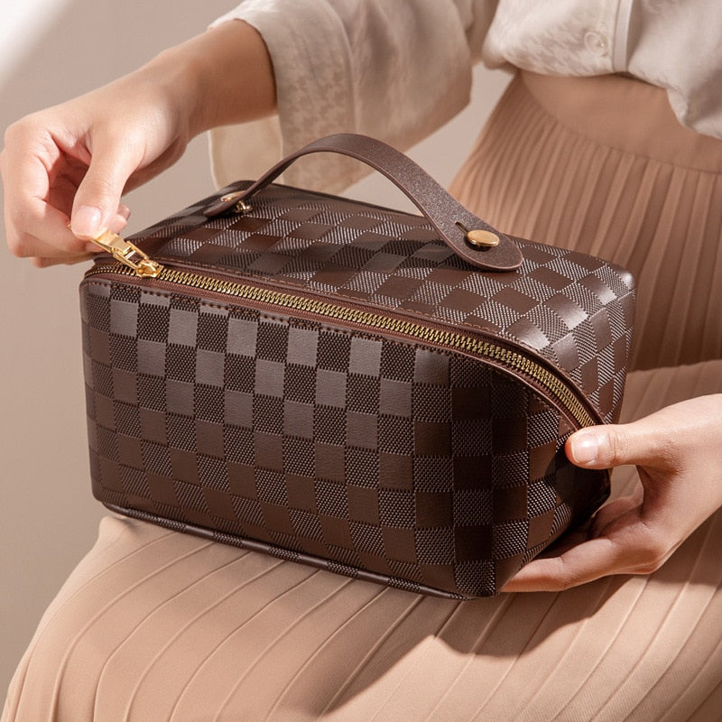 Sandsberg | Luxuriöse Karierte Make-up Kosmetiktasche
