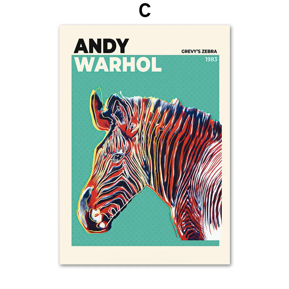 Andy Warhol Kuh Zebra Banane Suppe Sonnenuntergang Wandkunst Leinwandmalerei Nordische Poster und Drucke Wandbilder für Wohnzimmerdekoration