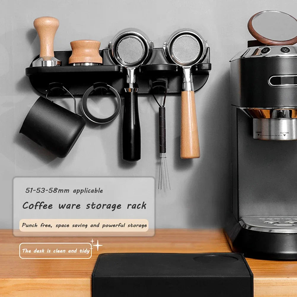 Wandhalterung für Kaffee-Set, Aufbewahrungsregal, 51/54/58 mm, Kaffeemaschine, Küchenutensilien, Zubehör, Coffeeware-Organizer, Barista für Zuhause, Büro