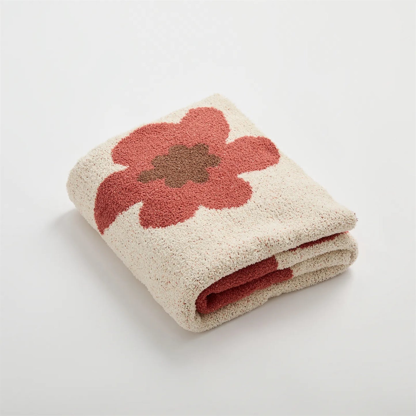 Gestrickte Mikrofaser-Überwurfdecke mit Blumenmuster
