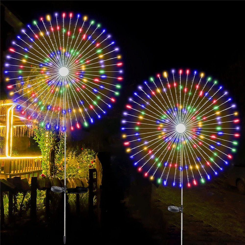 Sandsberg | Solar Feuerwerkslampe Außenrasen Globe Löwenzahn Blitz Lichterkette Feenlichter 60/120/200 LED Für Garten Rasen Feiertagslicht