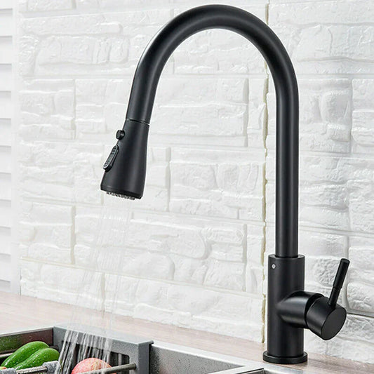 Ausziehbarer Wasserhahn mit Einhebelmischer – Flexibler Wasserhahn mit Sprühfunktion, Hochwertiger Edelstahl, Ideal für moderne Küchen, Einfache Installation