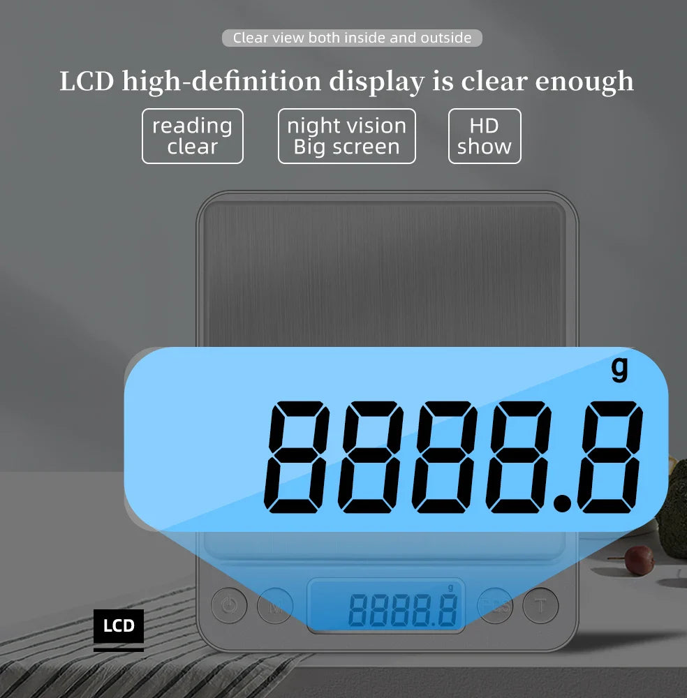 Digitale Küchenwaage Präzisionswaagen - 3Kg/500G Kapazität, 0.01g Genauigkeit, Schmuckwiegen für Lebensmitteldiät, LCD elektronische Wage