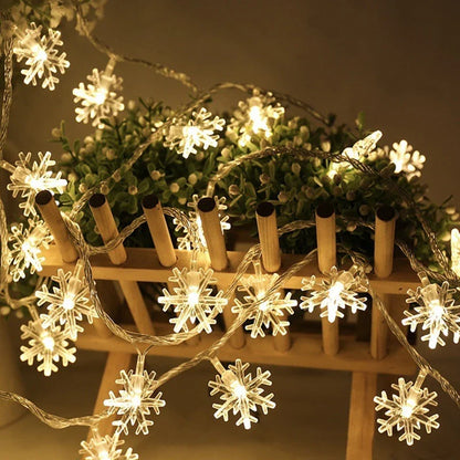 Sandsberg | 1/3/6M LED Schneeflocken Lichterkette Batterie/USB Strom Kupferdraht Girlande Licht Neujahr Garten Hochzeit Wohnzimmer Dekoration