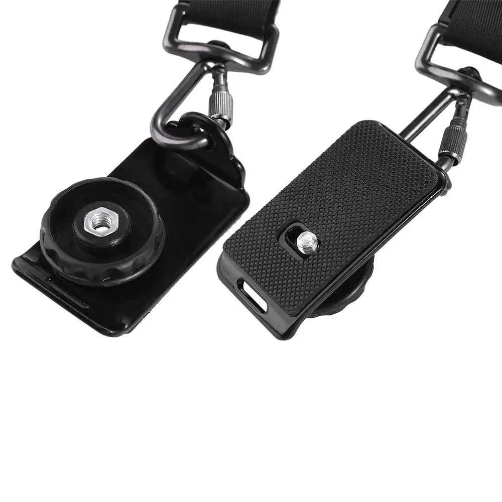 Schwarfer verstellbarer doppelte Kameragurt: DSLR-Gurt für 2 Kameras - Fotografisches Zubehör