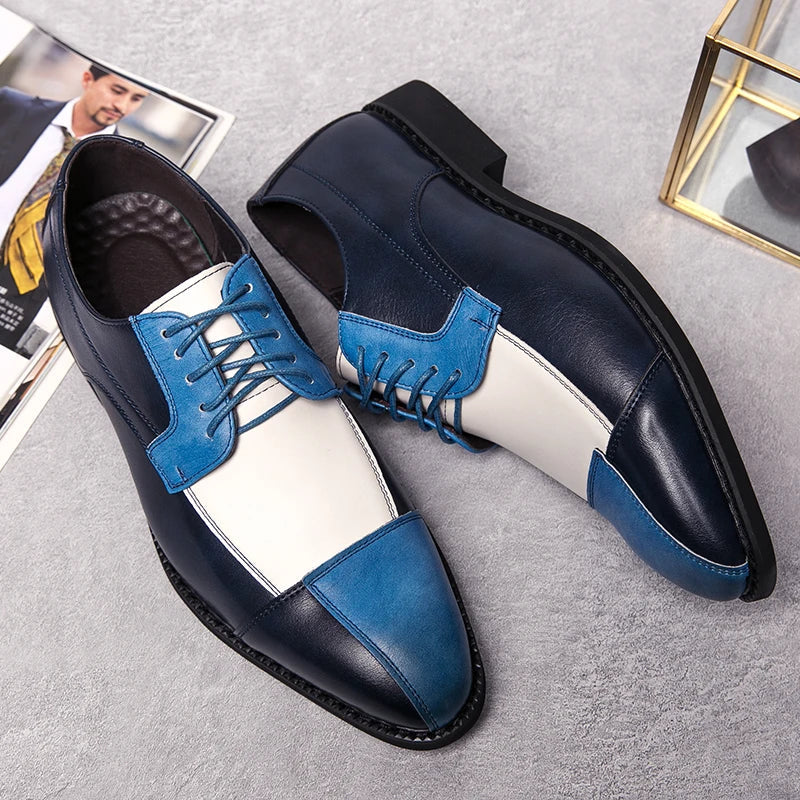 Goldene Sapling Party Schuhe Herren Retro Leder Casual Retro Patchwork Leder Flachformelle Hochzeit Oxfords