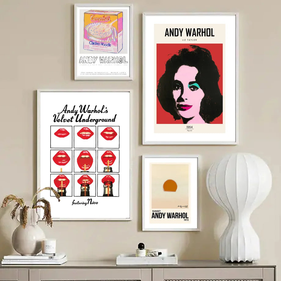 Andy Warhol Kuh Zebra Banane Suppe Sonnenuntergang Wandkunst Leinwandmalerei Nordische Poster und Drucke Wandbilder für Wohnzimmerdekoration