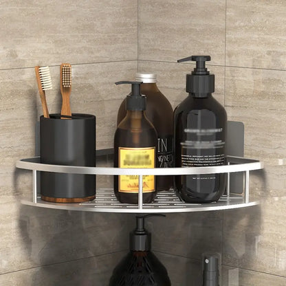 Sandsberg | Wandmontierter Badaufbewahrungshalter: No-Drill-Eckschrank-Duschhalter - WC-Shampoo-Organizer, Badezimmer-Ausrüstungsregale