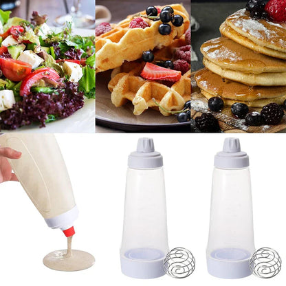 Sandsberg | Pfannkuchenteigspender-Mixer mit BlenderBall Drahttrinkflasche - Quetschflasche Pfannkuchen-Schüttler-Spender JT194 von LMETJMA