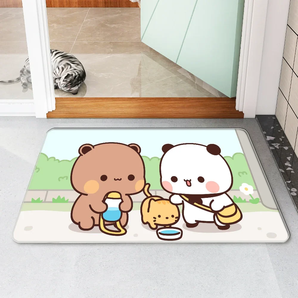 Bubududu Bär Teppich Anti-Rutsch-Fußmatte Willkommen Zuhause Eingangsmatten Wohnzimmer Teppiche Kawaii Teppich Fußmatten Küche Dekoration Fuß