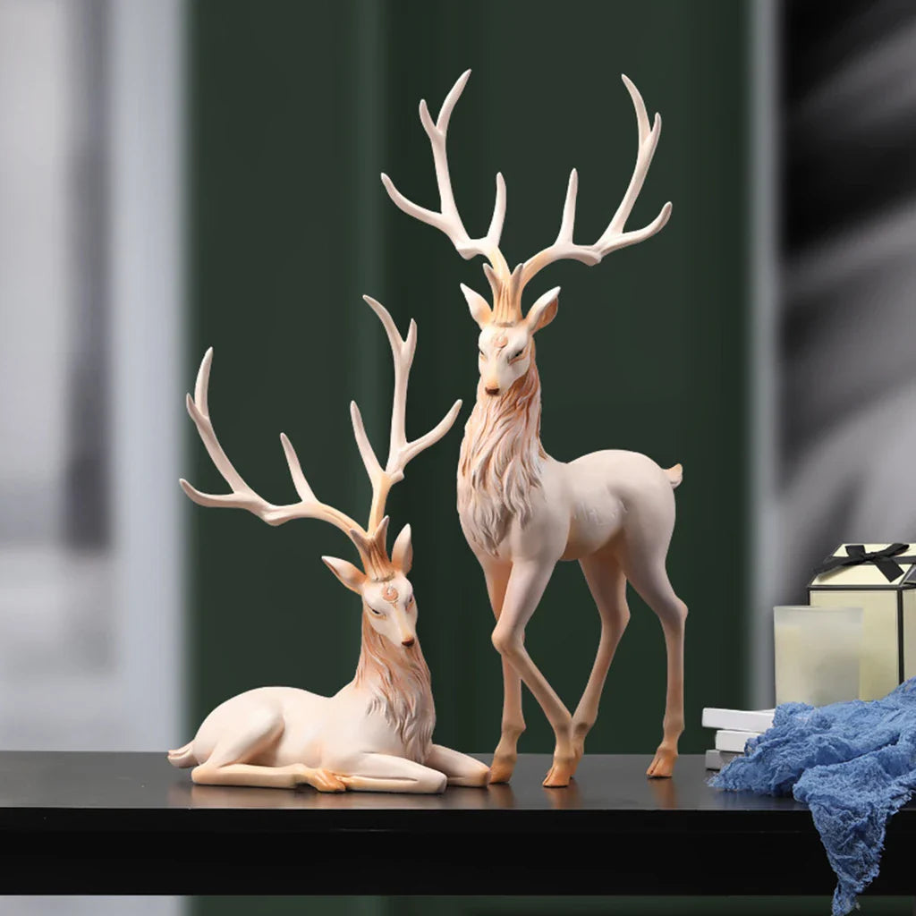 Rehdekoration Rentierornamente Harz ELK Skulptur für das Wohnzimmer Luxus Nordische Wohnkultur Skulpturen Rehfiguren