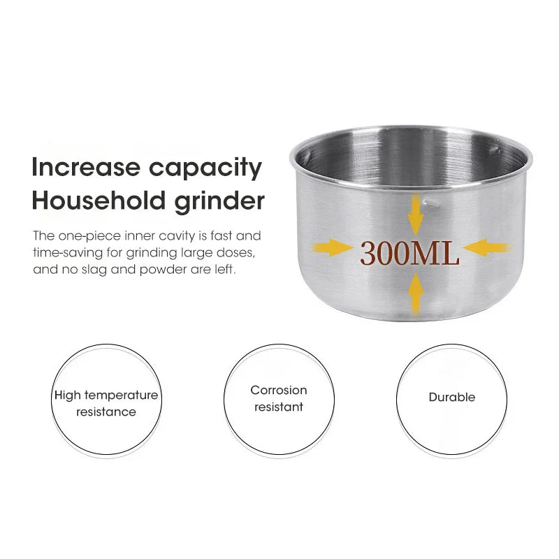 Sandsberg | Mini Elektrischer Grinder – 300ml Ultra-Fine Grinder für Babynahrung, Kaffee, Gewürze, Pfeffer und Körner – 2/4 Klingenoptionen