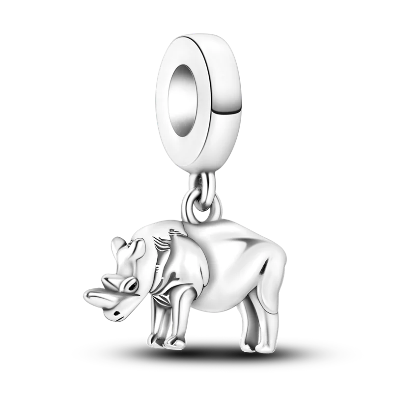 925 Silber Goldener Leopard Charms Perlen Bunte Chamäleon Nashorn Löwe Skarabäus Katze Anhänger Passend für Original Pandora Armband Schmuck