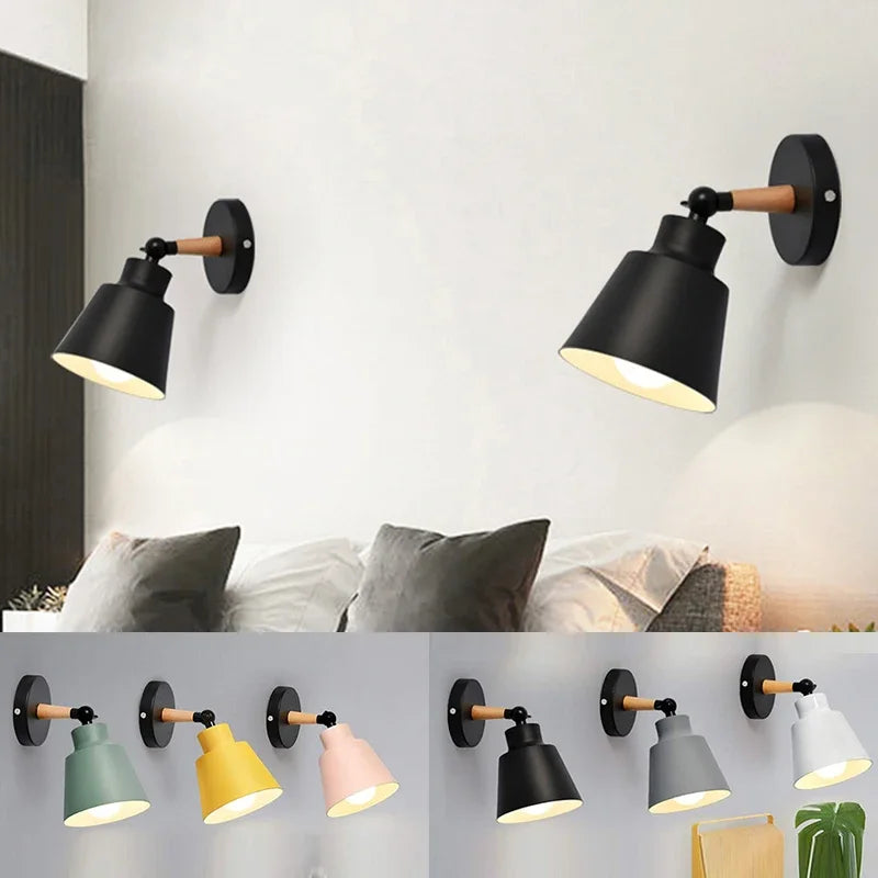 Nordic LED Wandleuchte – Minimalistisches Massivholz-Design für Schlafzimmer, Wohnzimmer und Flur – Moderne dekorative Beleuchtung mit E27-Sockel