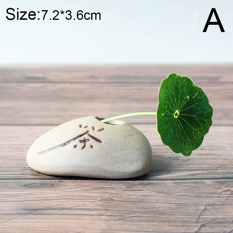 Steinform Kleine Vase Home Desktop Kreative Ornamente Keramik Steinzeug Zen Hydroponische Pflanzentöpfe Kleine frische Blumeneinsätze