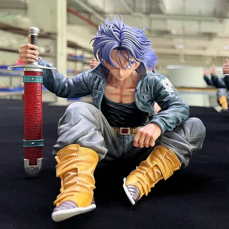 GK Dragon Ball Trunks Actionfigur Statue 16 cm PVC Dekoobjekte Anime Super Saiyan im Sitzen Torankusu Figur Modellspielzeug