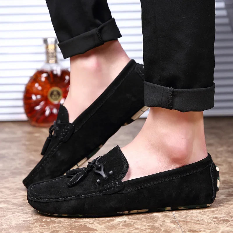 Quasten Loafer Herren Wildleder Luxus Schuhe Freizeit Slip-On Mokassin Fahren