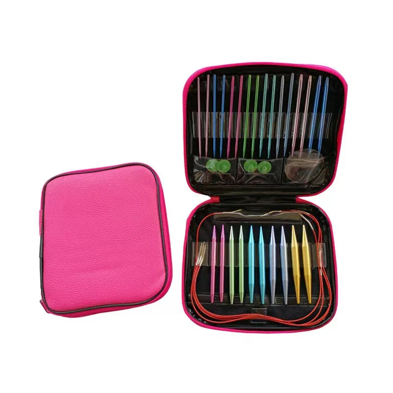 Aluminium Rundstricknadeln Set: Austauschbare Häkelhaken - Webgarn Strickhandwerkswerkzeuge Zubehör Kit