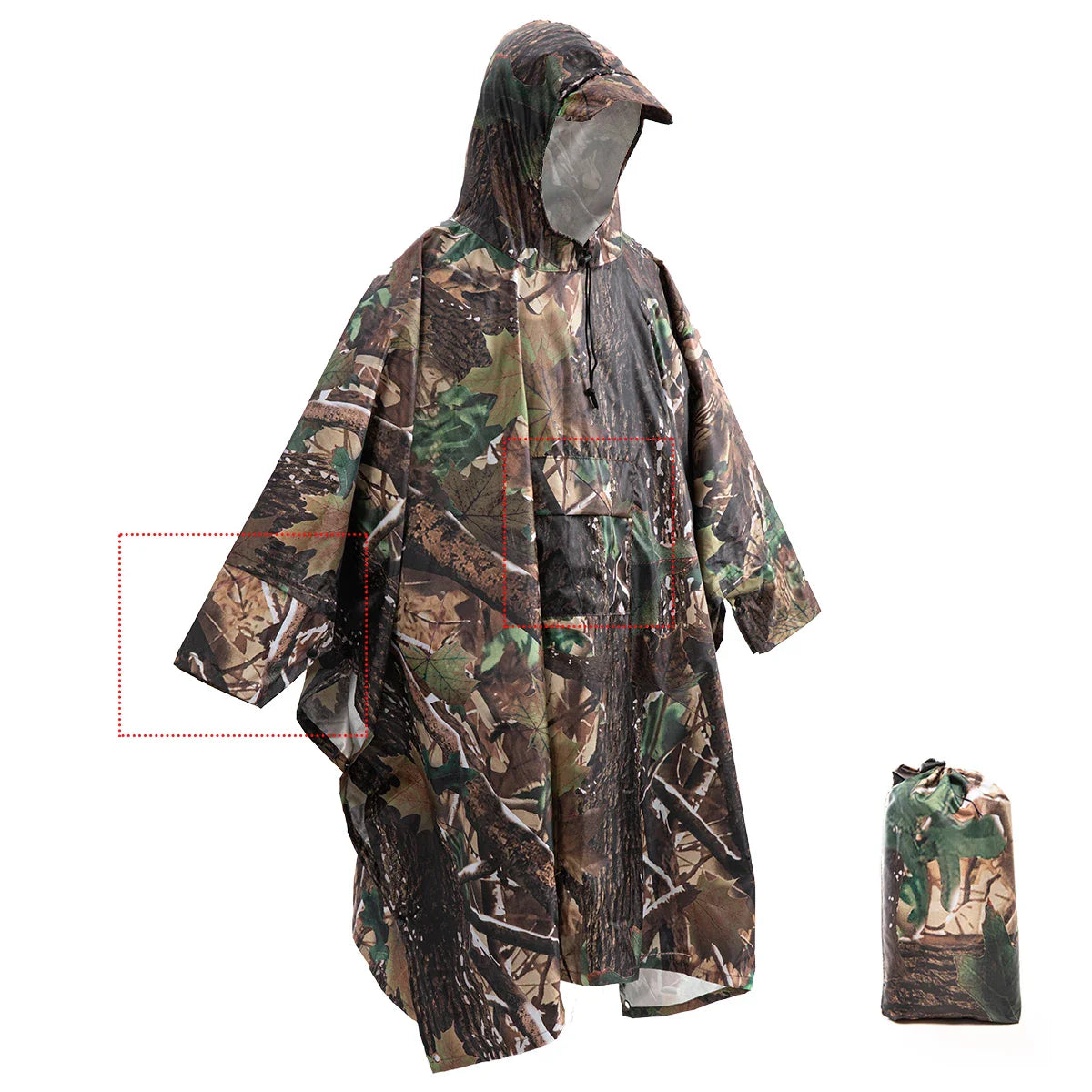 3-in-1 Outdoor Militär Regenmantel - Wasserdicht, Multifunktionales Herren- und Damen-Poncho - Motorrad Regenbekleidung und Picknickdecke