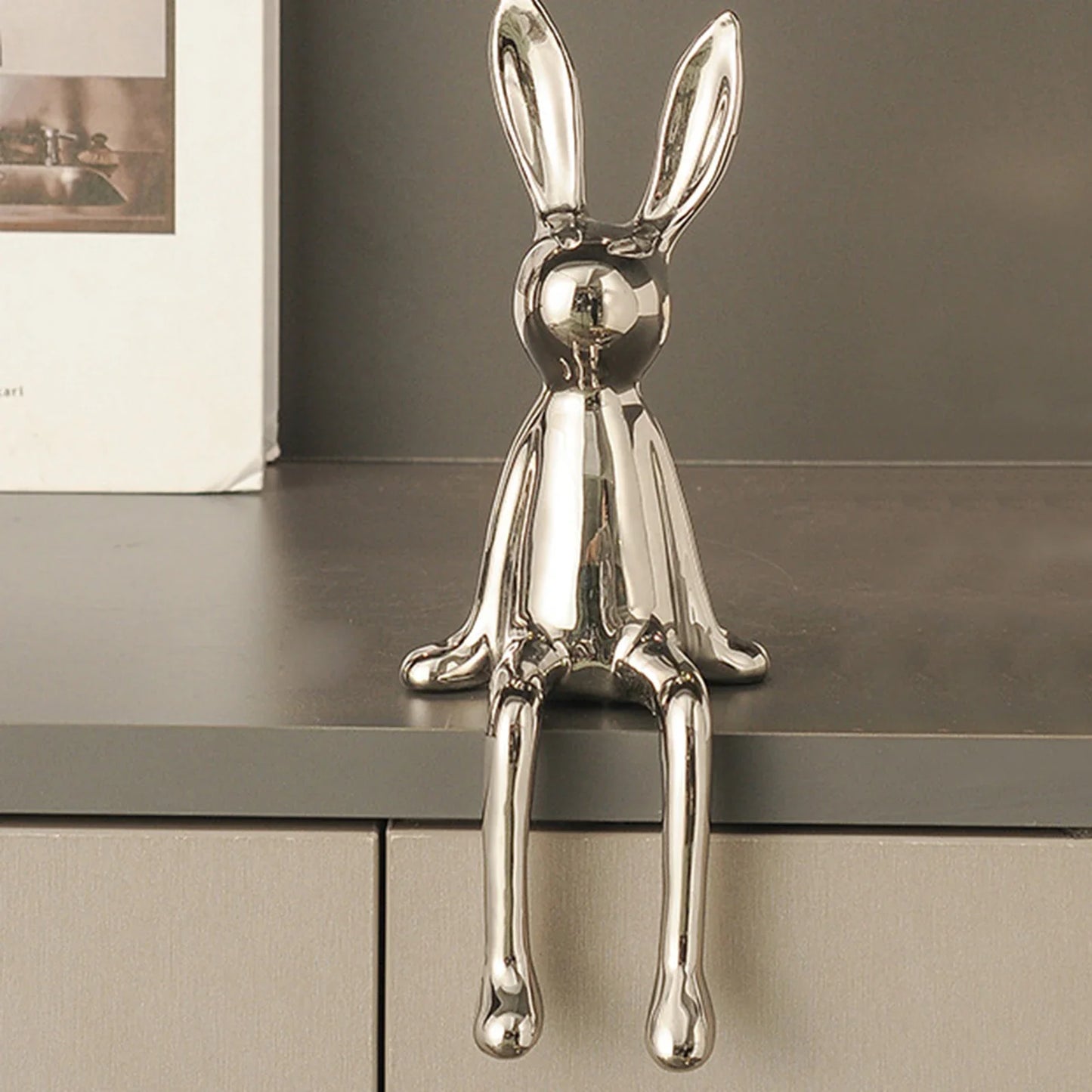 Sitzende Kaninchen-Statue, Figur, Skulptur für Zuhause, Wohnzimmer, Veranda, TV-Schrank, Weinschrank, Büro, Dekoration, Ornament