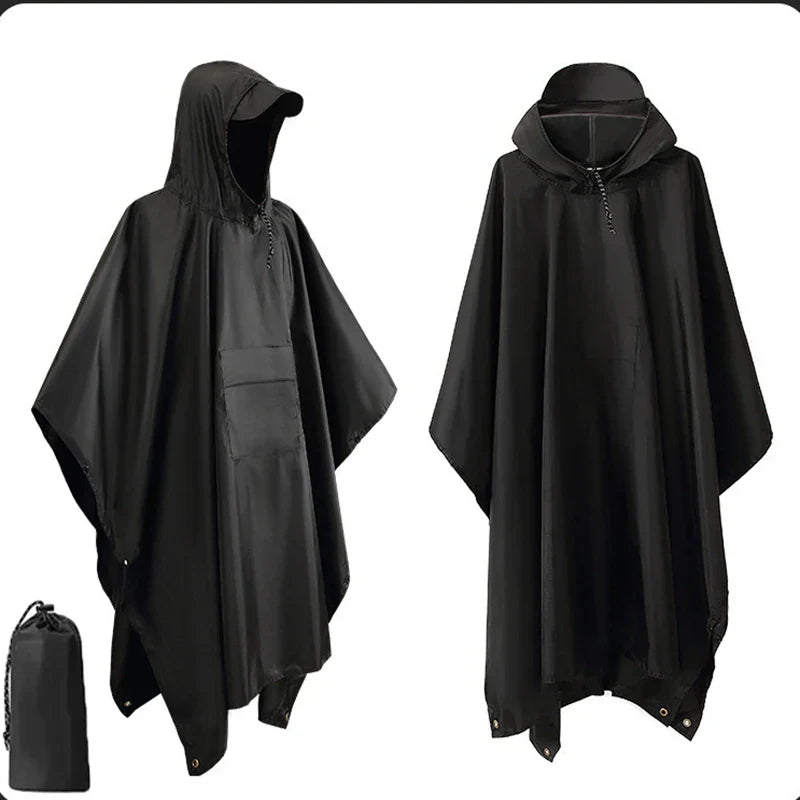 Sandsberg | 3 in 1 Outdoor Militär Regenmantel - Mit Kapuze wasserdichter Regenponcho mit Ärmeln, Motorrad Regenabdeckung, ideal zum Campen, Wandern und Reisen