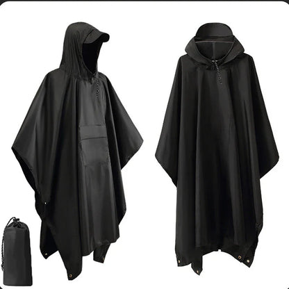 Sandsberg | 3 in 1 Outdoor Militär Regenmantel - Mit Kapuze wasserdichter Regenponcho mit Ärmeln, Motorrad Regenabdeckung, ideal zum Campen, Wandern und Reisen